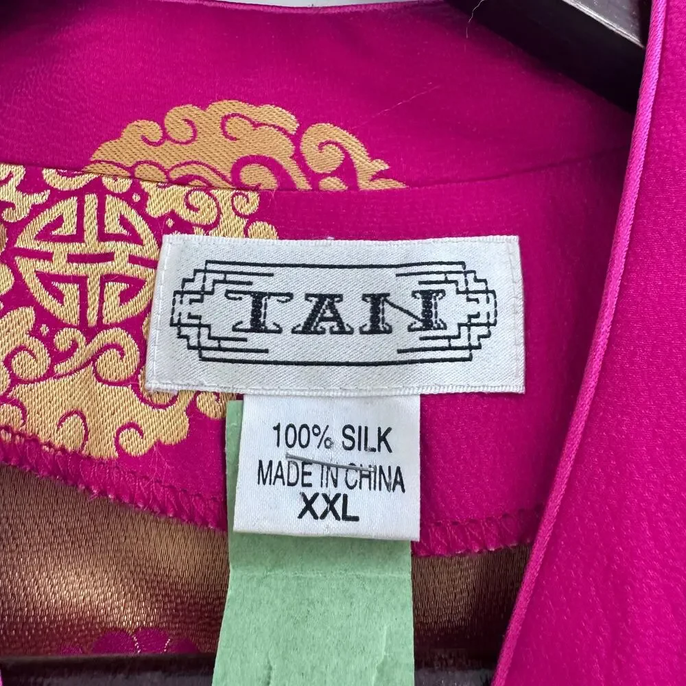 Vintage 2002 Silk Chinese Tang Jacket - Magenta & Gold Longevity